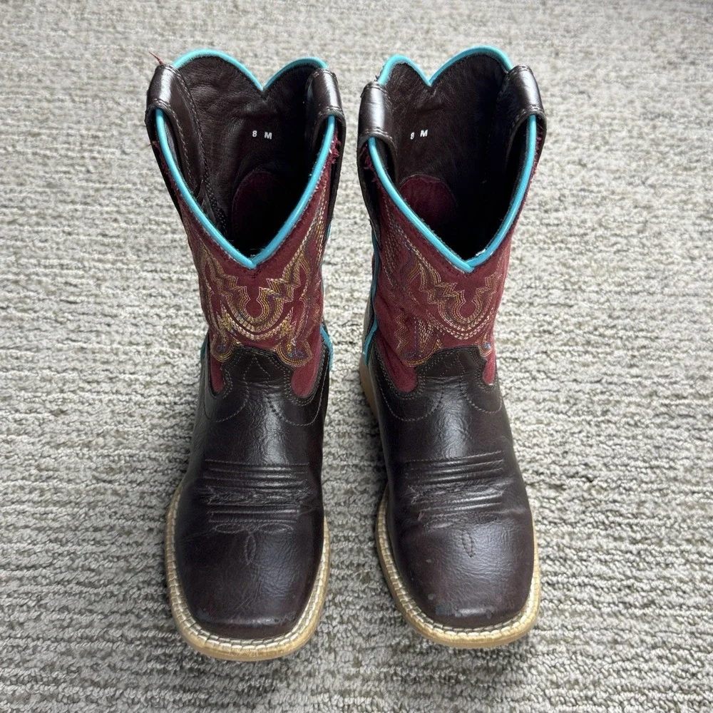 Ariat Little Kids Girls 8 Bristo Western Boot Cowboy Square Toe Brown Red